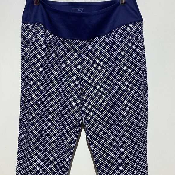 Puma Pwrshape Women's Blue White Checkered Activewear Golf Pants Size XL NWT - Picture 3 of 11